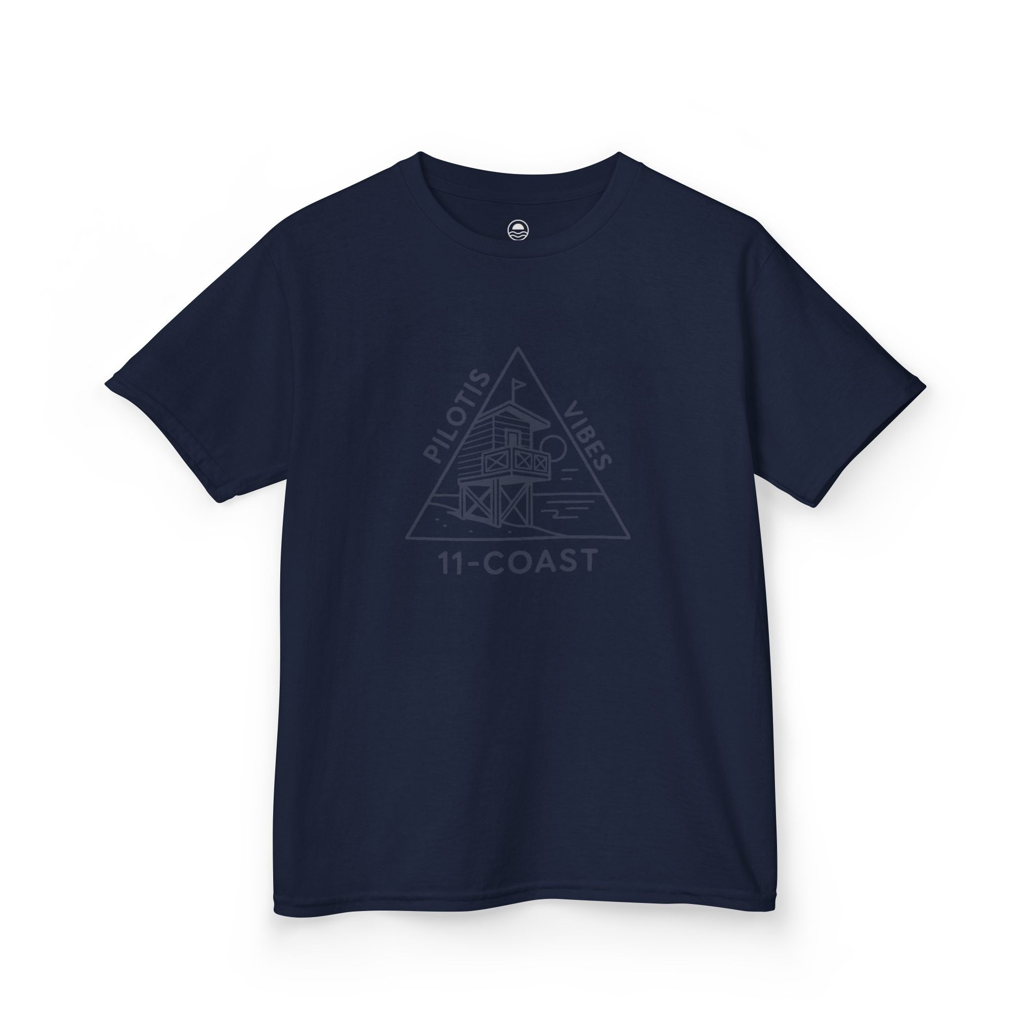 Kids Navy Beach Huts Tee Pilotis Vibes