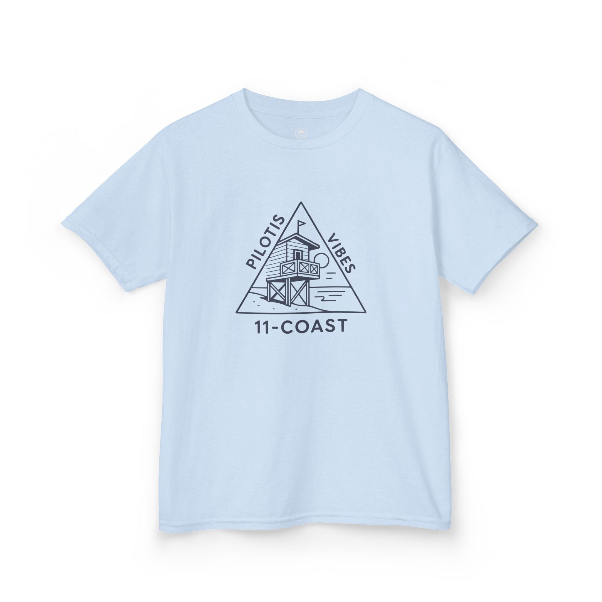 Kids Navy Beach Huts Tee Pilotis Vibes
