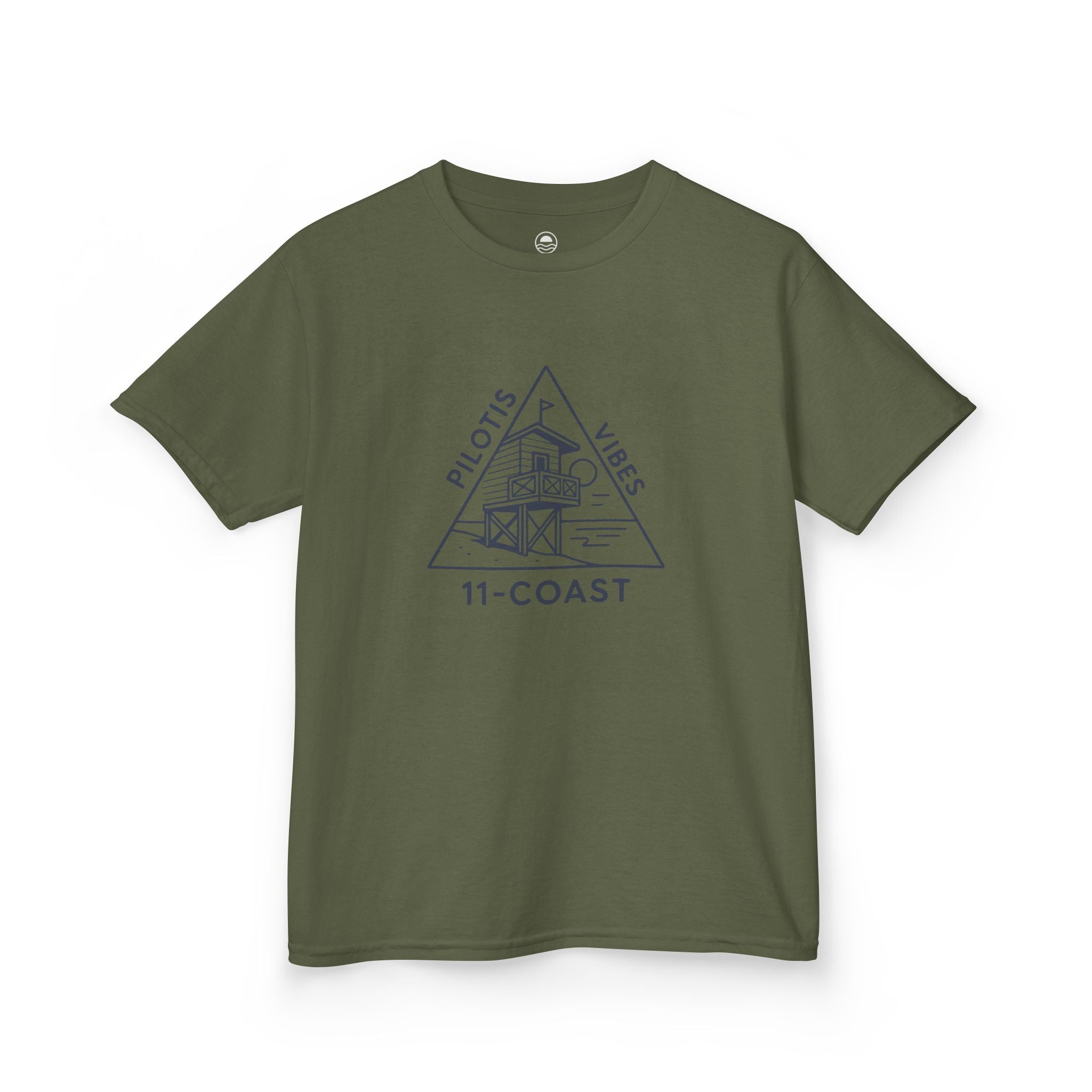 Kids Navy Beach Huts Tee Pilotis Vibes
