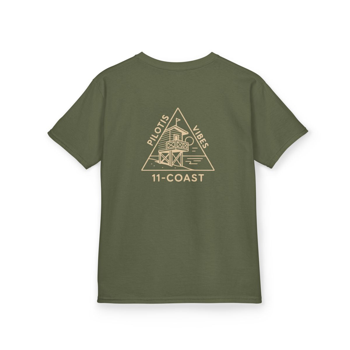Kids Beach Hut Badge Shirt Sand Beige