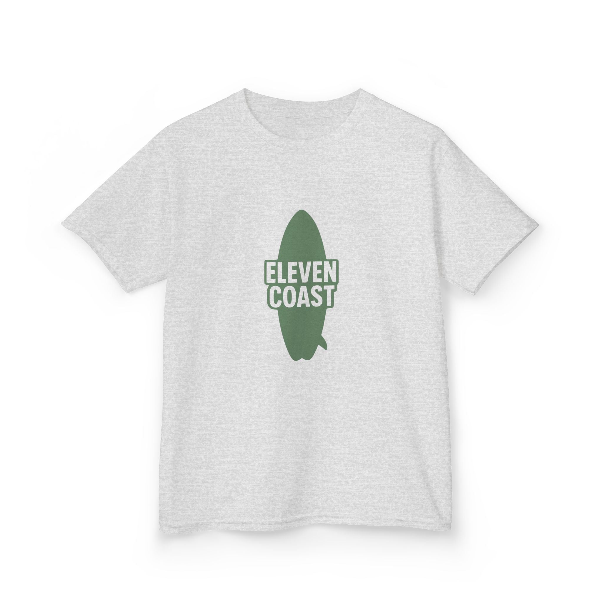 Kids Graphic Tee Surfboard Silhouette Green #en:color_ash,fr:couleur_cendre