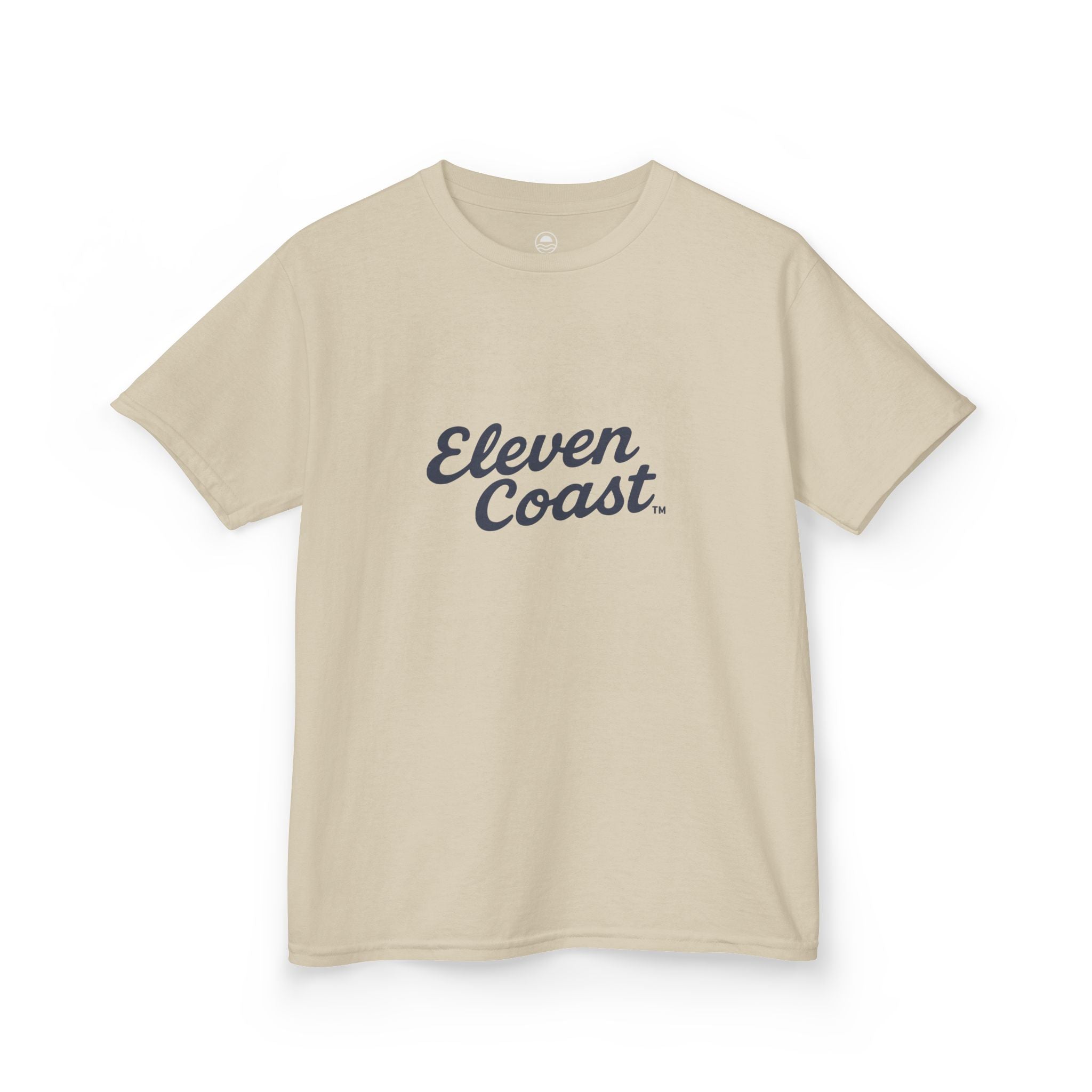 Kids Navy Script Logo Tee #en:color_sand,fr:couleur_sable