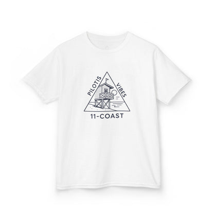Kids Navy Beach Huts Tee Pilotis Vibes 