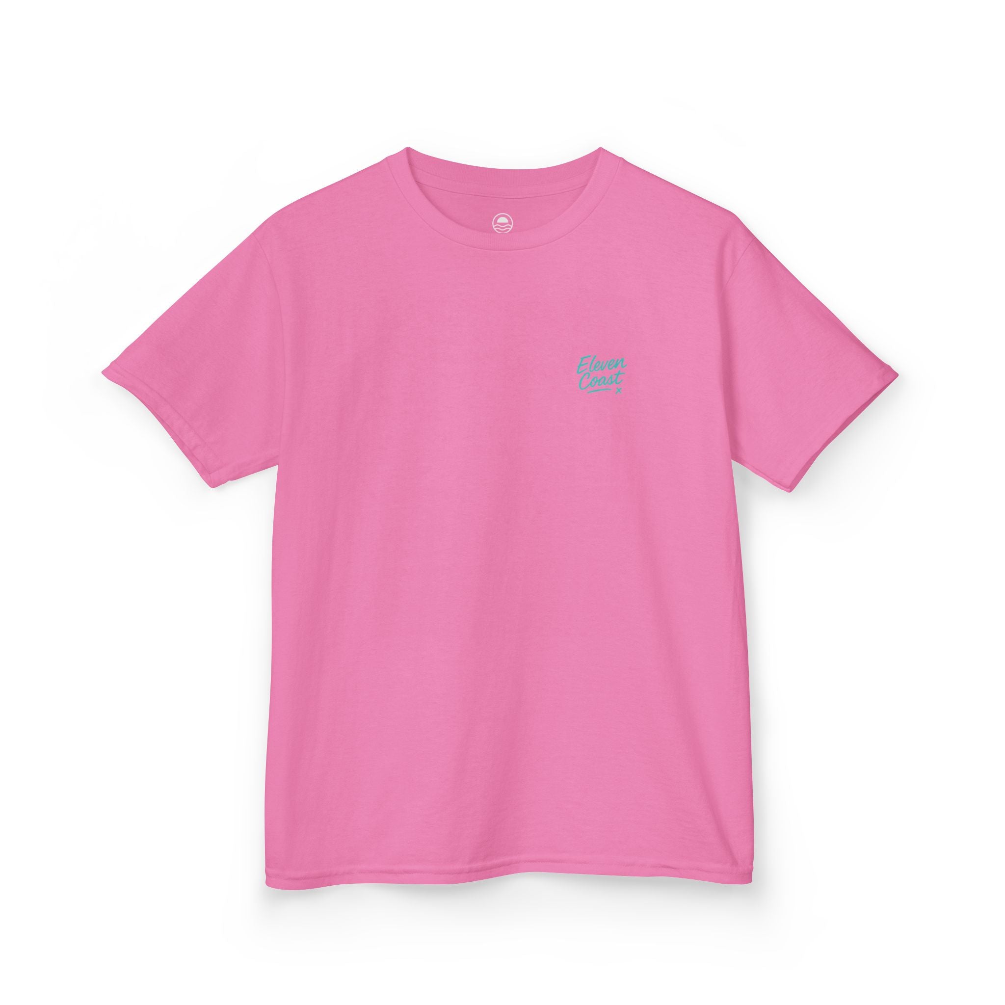 Kids Palm Tree Badge Tee Mint Aqua #en:color_azalea,fr:couleur_azalee