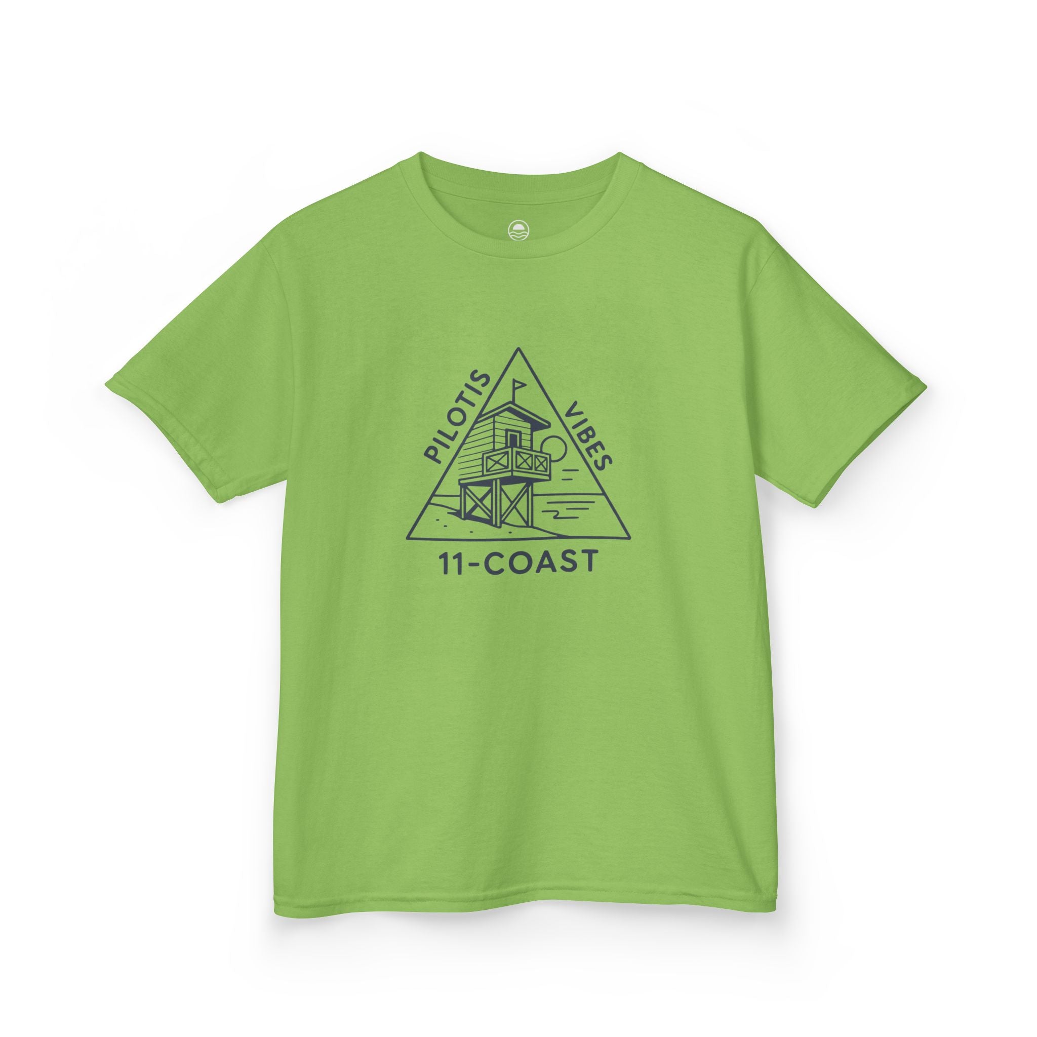 Kids Navy Beach Huts Tee Pilotis Vibes #en:color_lime,fr:couleur_citron-vert