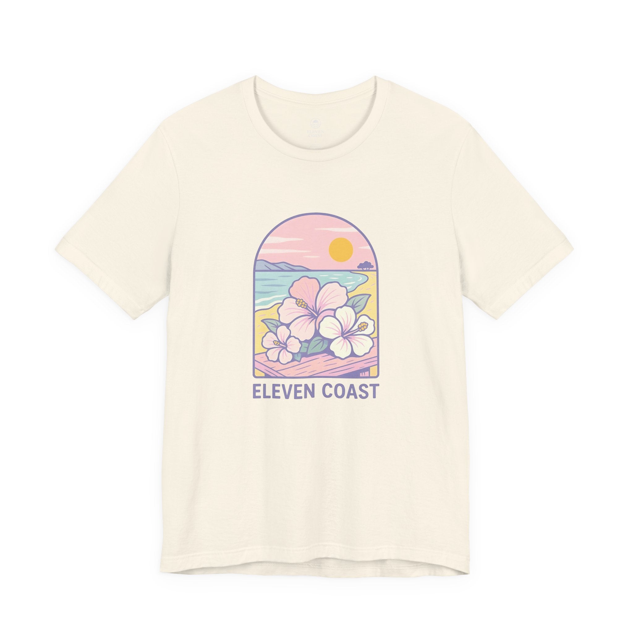 Tropical Hibiscus T-Shirt Women Lavender Tee #en:color_natural,fr:couleur_naturel