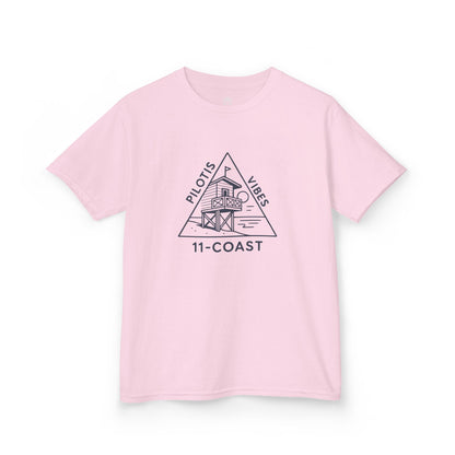 Kids Navy Beach Huts Tee Pilotis Vibes 