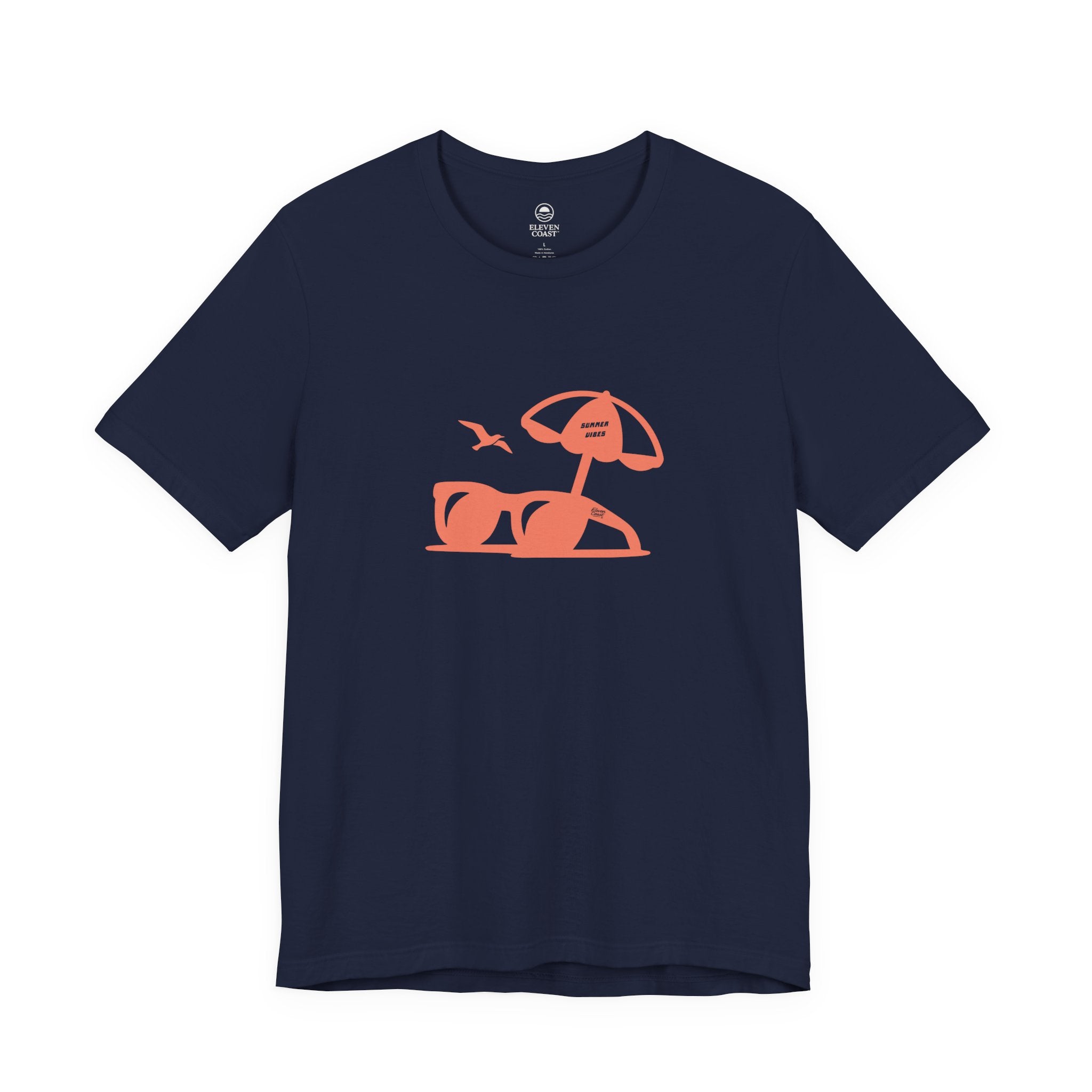 Men's Summer Vibes Orange T-Shirt #en:color_navy,fr:couleur_bleu-marine