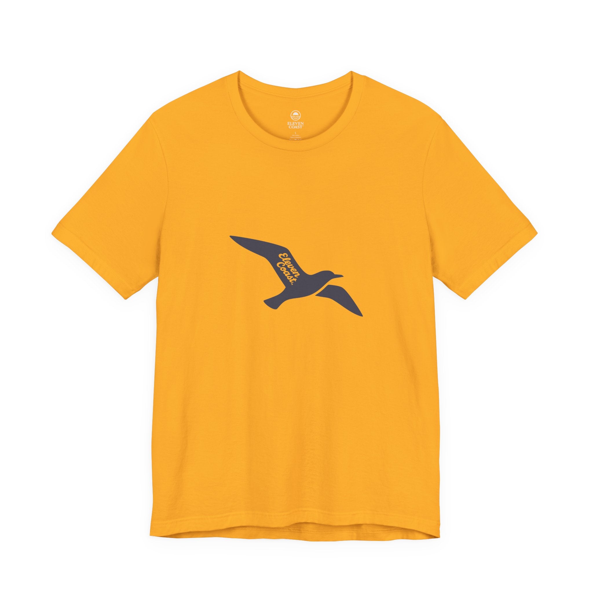 Men's Navy Seagull Silhouette T-Shirt #en:color_gold,fr:couleur_or