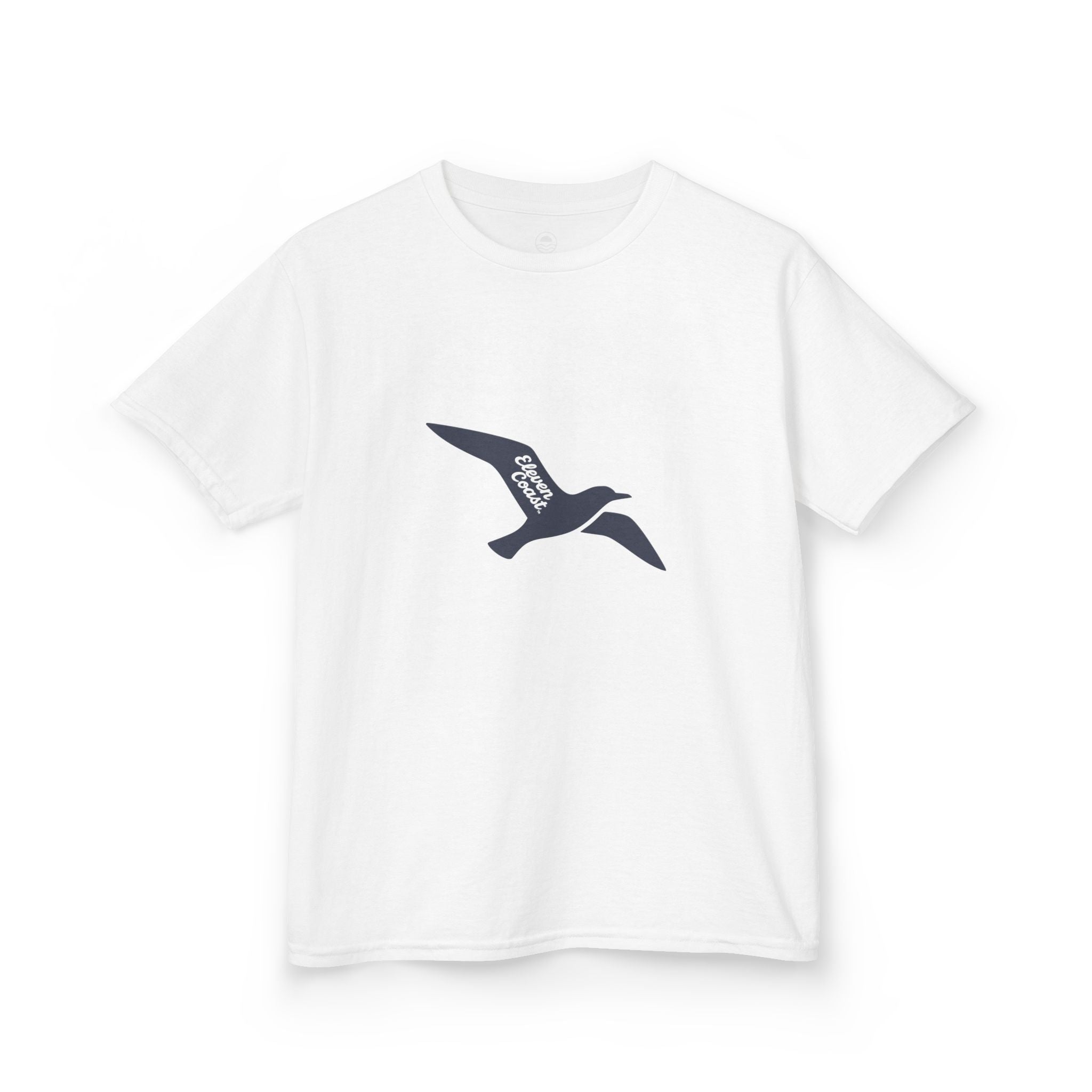 Kids Navy Seagull Tee Shirt #en:color_white,fr:couleur_blanc