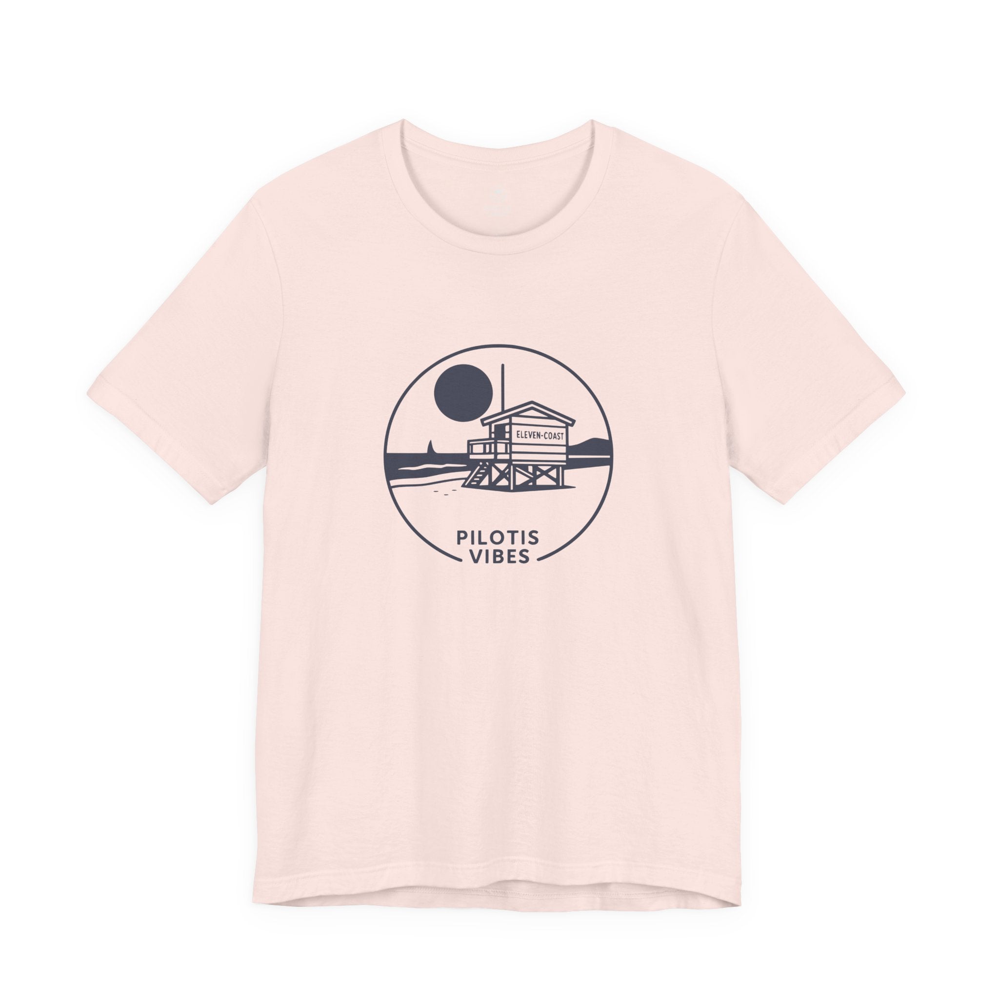 Navy Lifeguard Hut T-Shirt Men Pilotis Vibes #en:color_soft-pink,fr:couleur_rose-doux