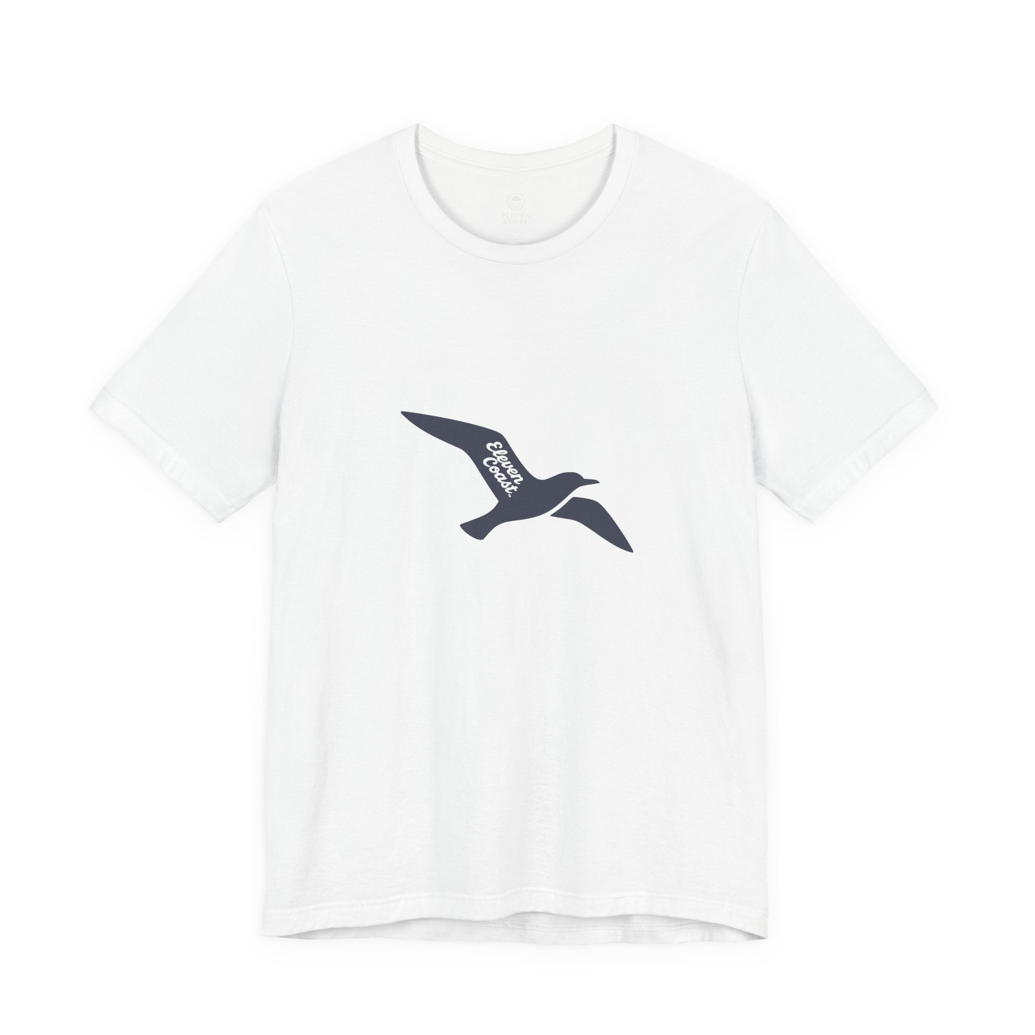 Men's Navy Seagull Silhouette T-Shirt #en:color_white,fr:couleur_blanc