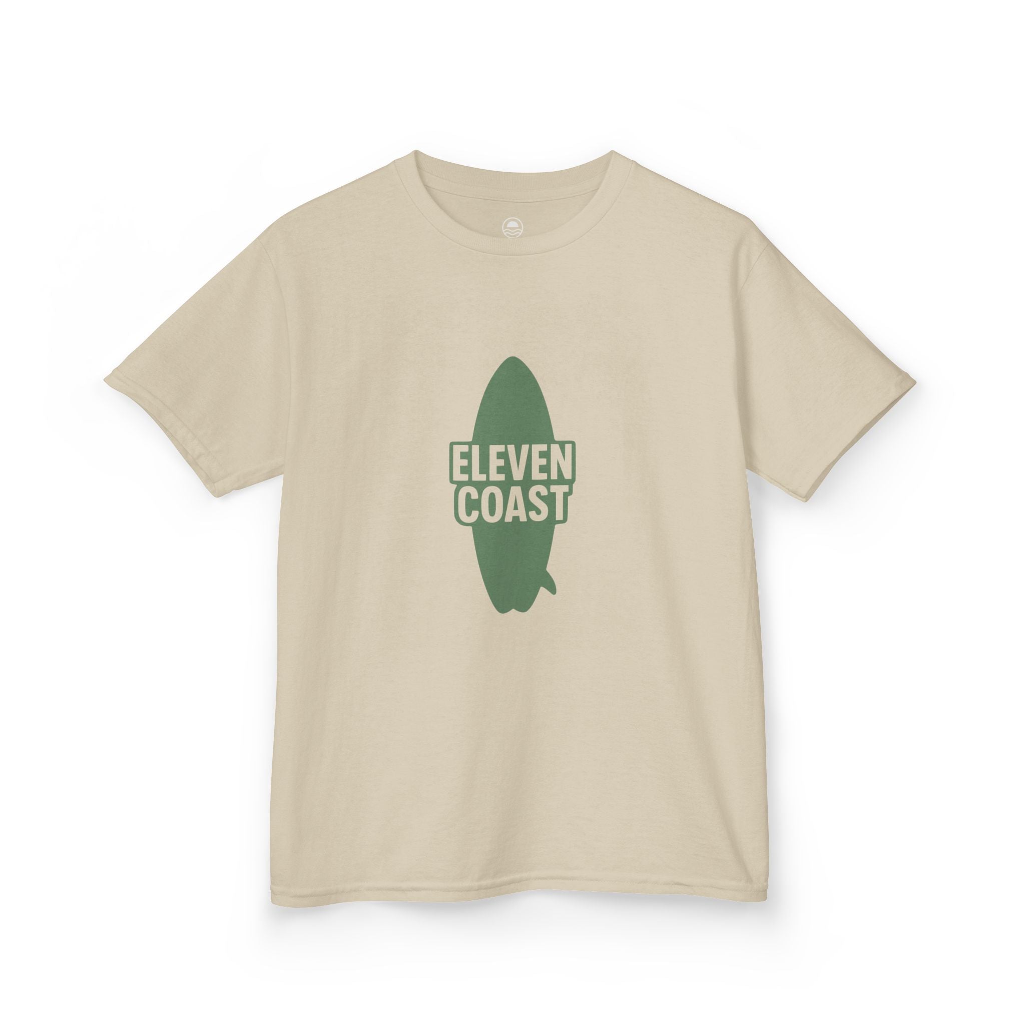 Kids Graphic Tee Surfboard Silhouette Green #en:color_sand,fr:couleur_sable