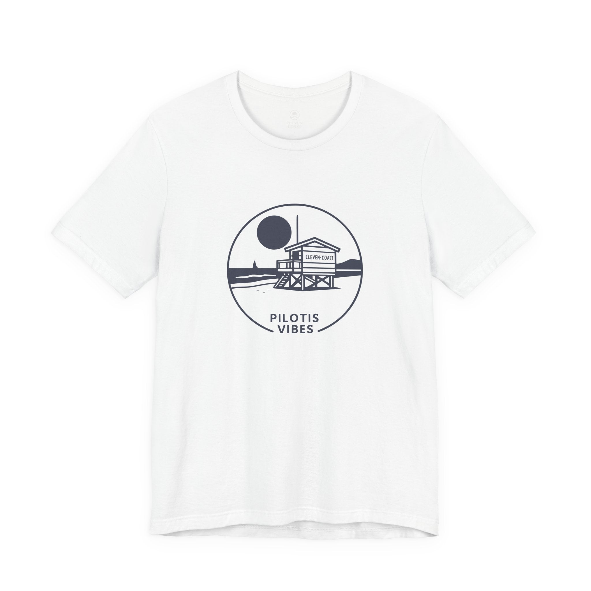 Navy Lifeguard Hut T-Shirt Men Pilotis Vibes #en:color_white,fr:couleur_blanc