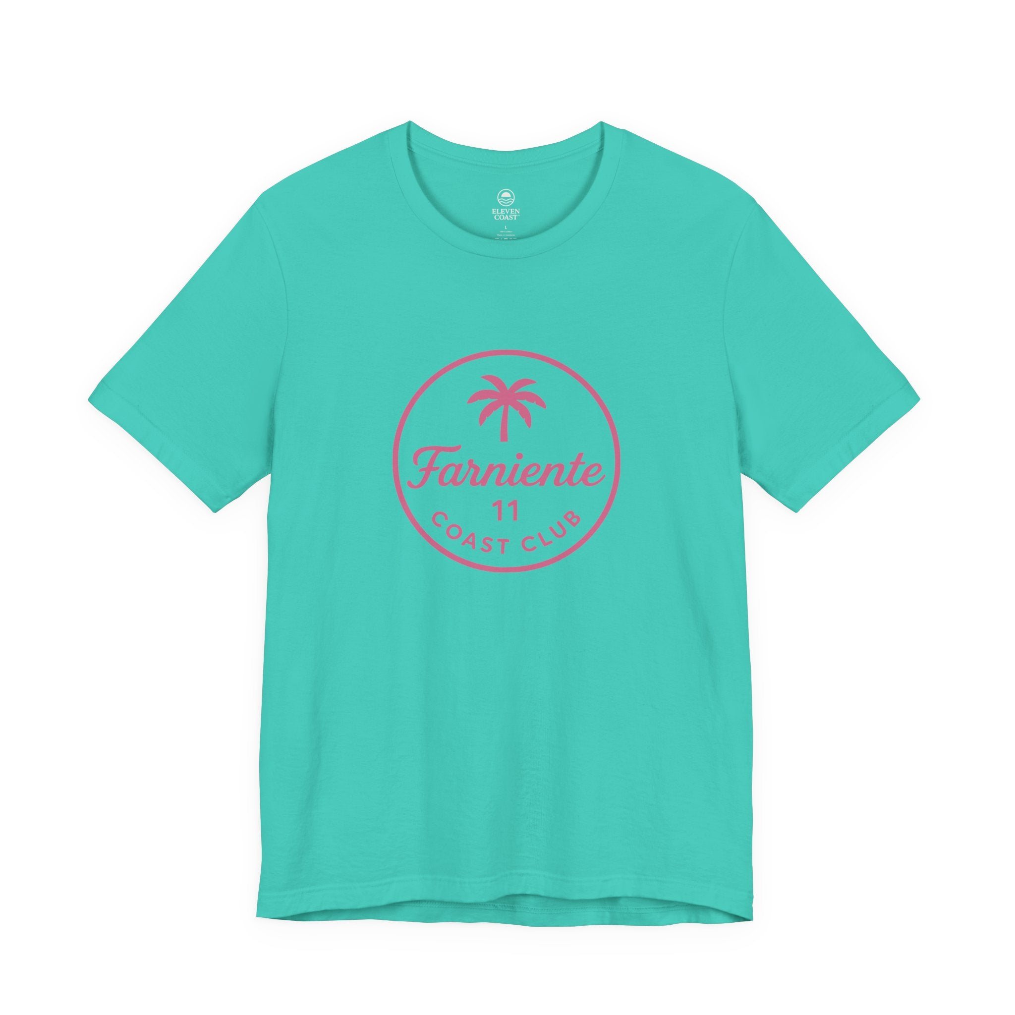 Men’s Palm Tree Badge T-Shirt Pink #en:color_teal,fr:couleur_turquoise
