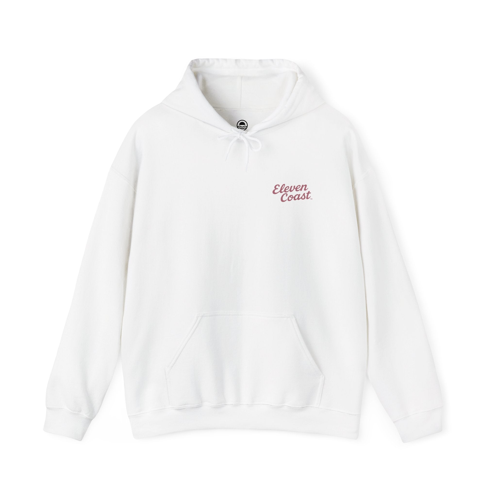 Men's Hoodie Raised Beach Chalet Design #en:color_white,fr:couleur_blanc