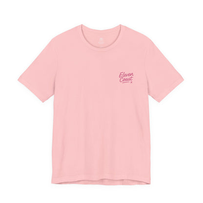 Men's Stilt Hut T-Shirt Pink Badge 
