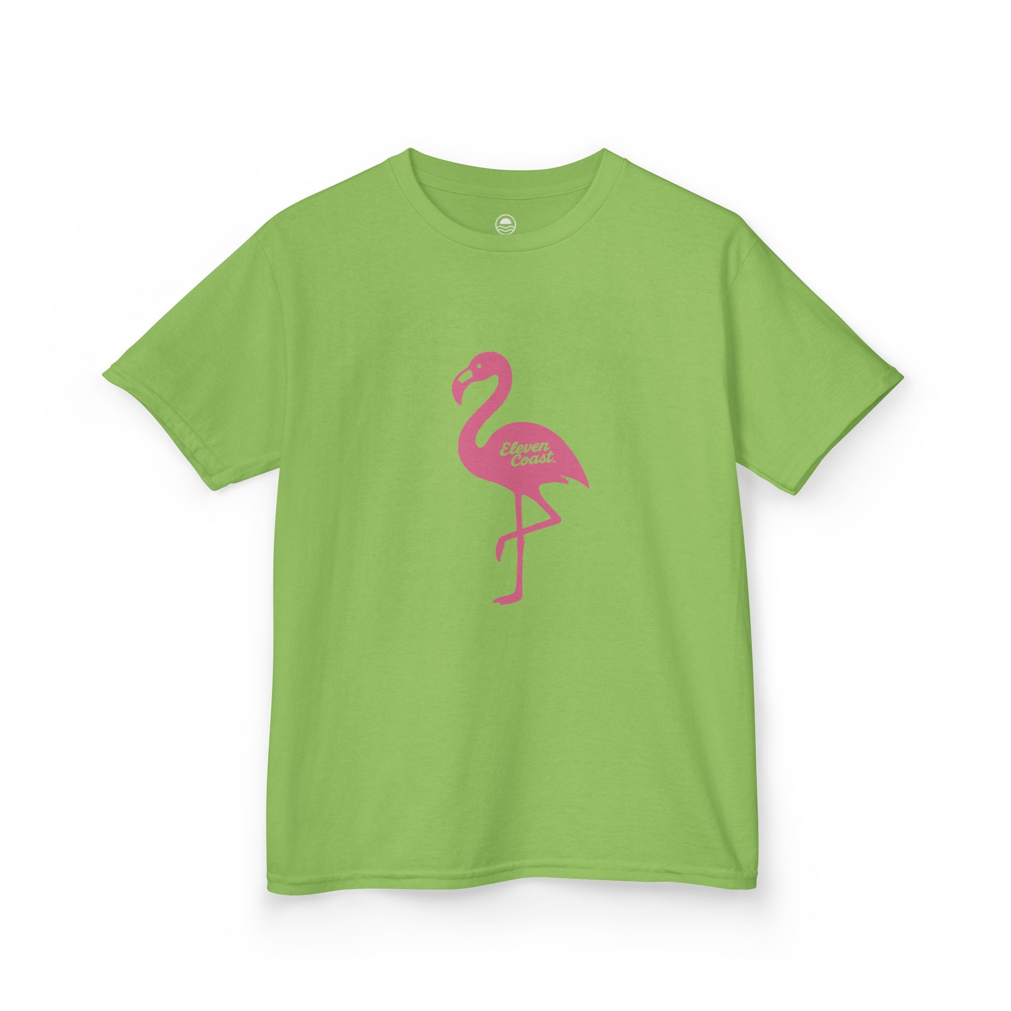Kids Flamingo T-Shirt Pop Pink #en:color_lime,fr:couleur_citron-vert