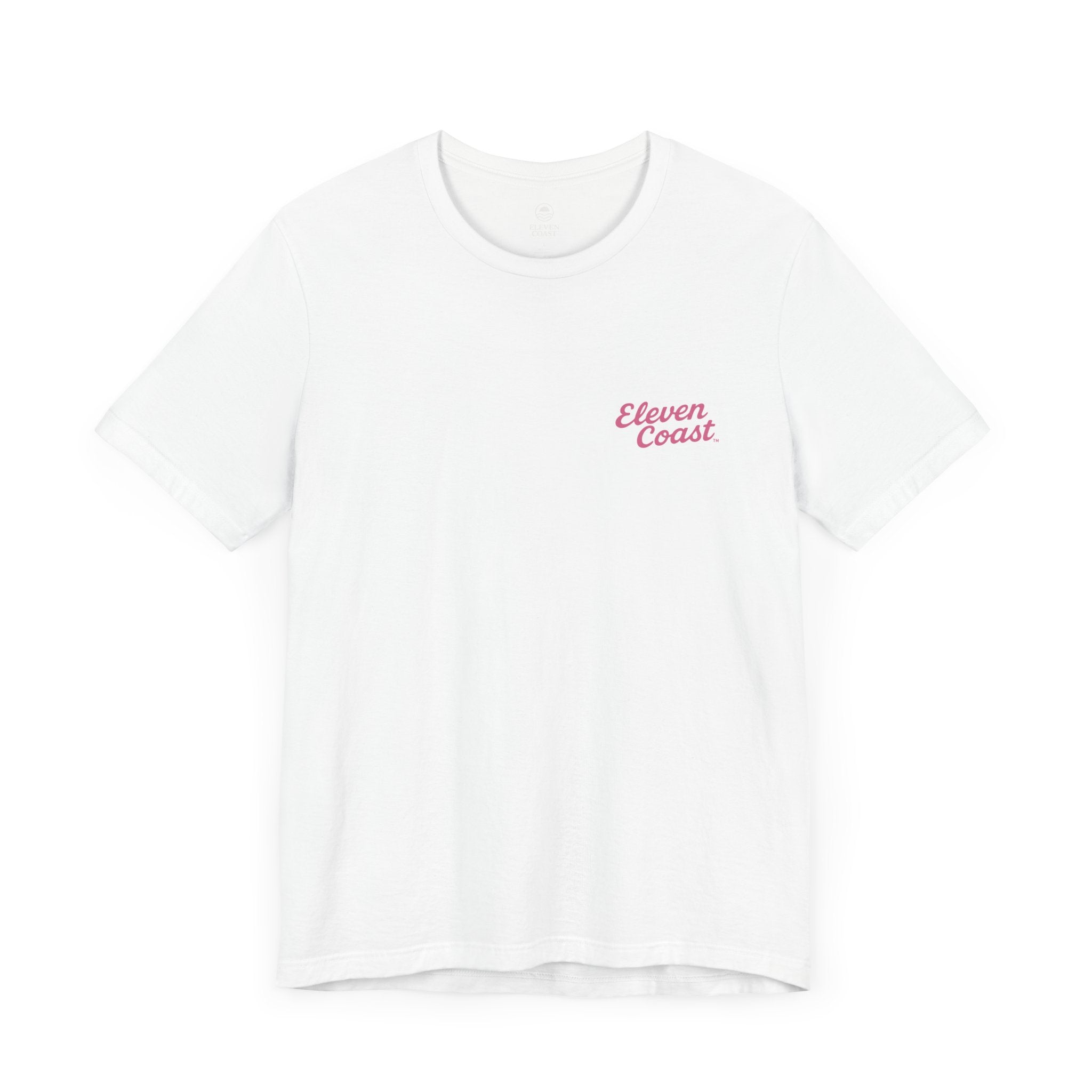 Beach Chalet Vibes Pink T-Shirt Women #en:color_white,fr:couleur_blanc