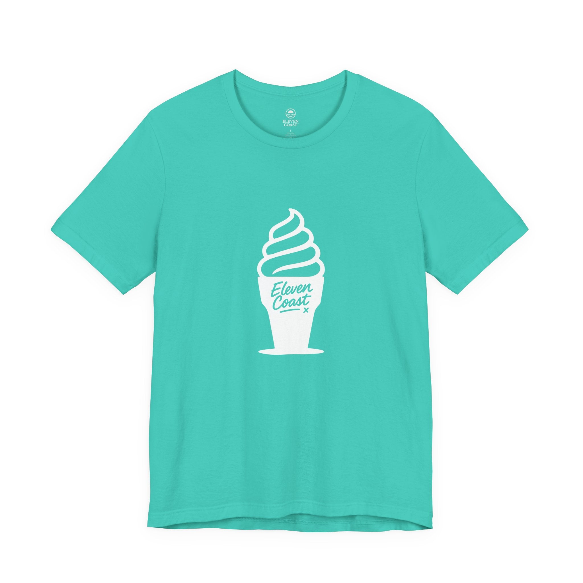 Men's White Ice Cream Cone T-Shirt #en:color_teal,fr:couleur_turquoise