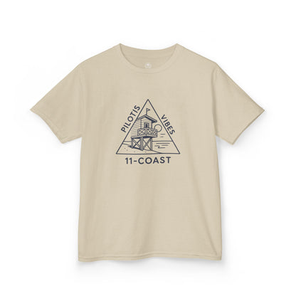 Kids Navy Beach Huts Tee Pilotis Vibes 