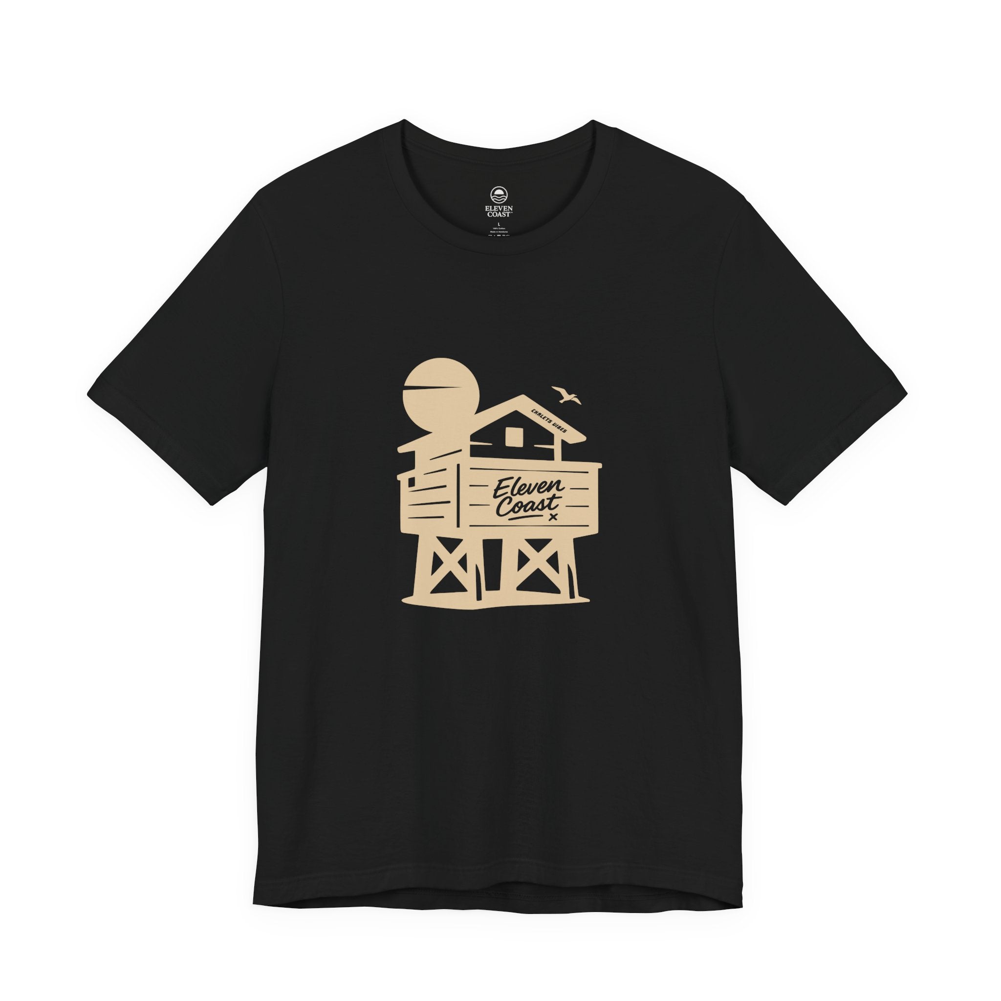Beach Chalet T-Shirt Women Sand Beige #en:color_black,fr:couleur_noir