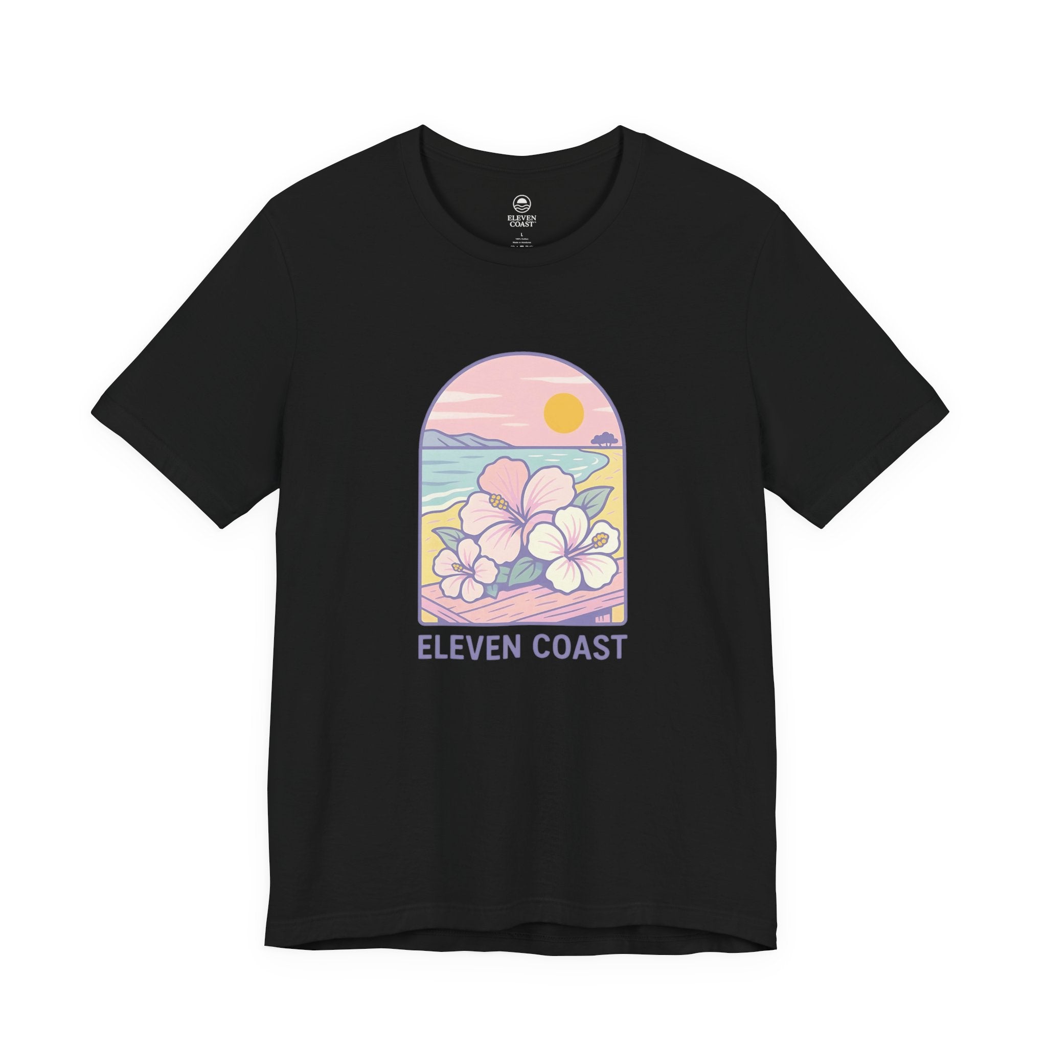 Tropical Hibiscus T-Shirt Women Lavender Tee #en:color_black,fr:couleur_noir