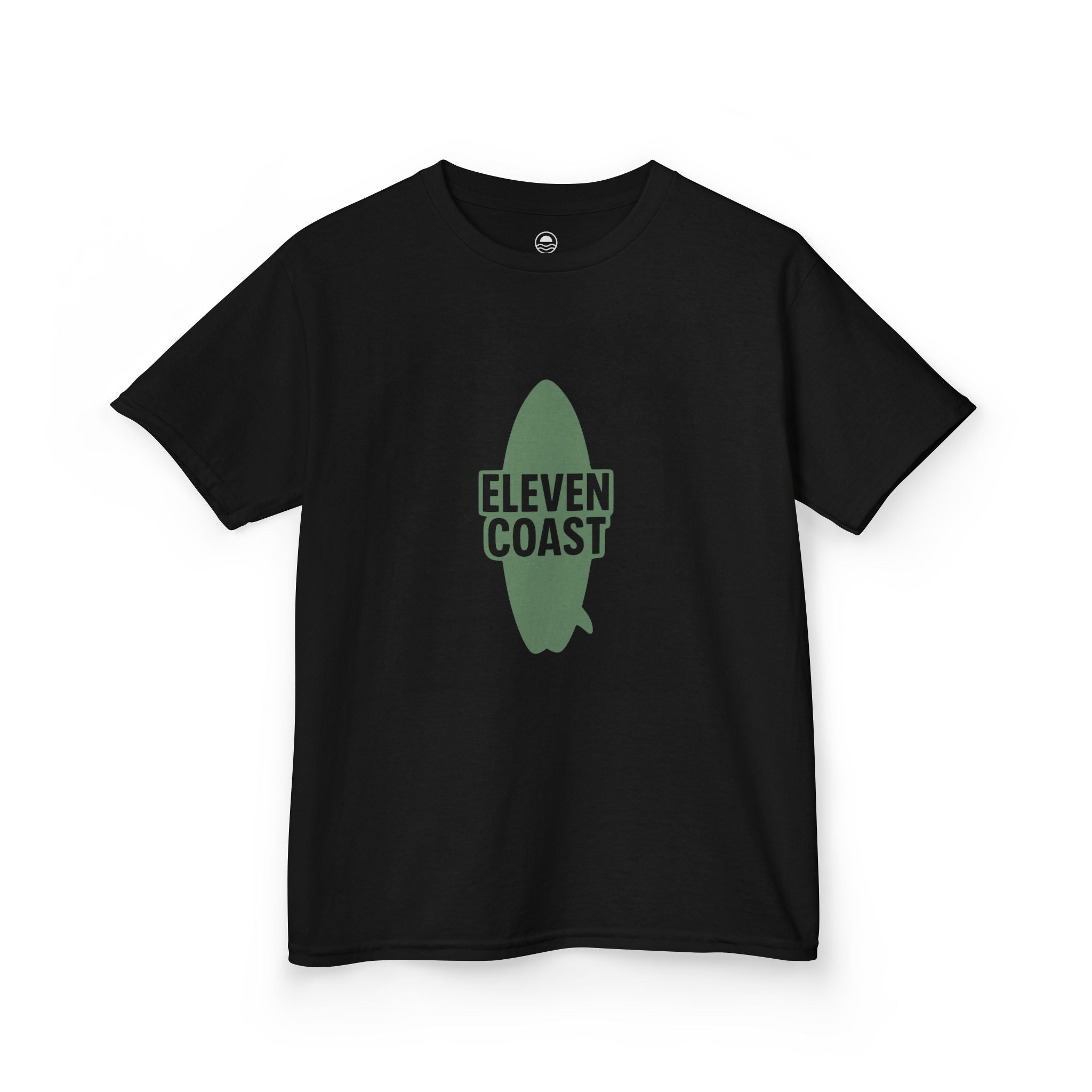 Kids Graphic Tee Surfboard Silhouette Green #en:color_black,fr:couleur_noir
