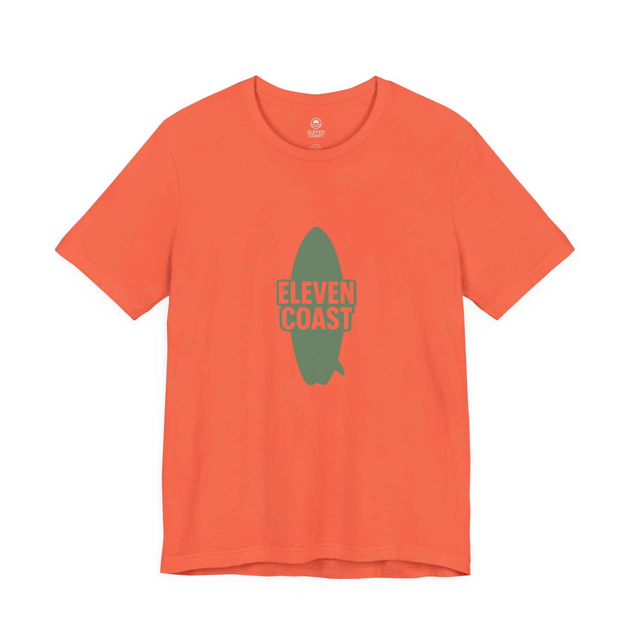Mens Cactus Green Surfboard T-Shirt #en:color_coral,fr:couleur_corail