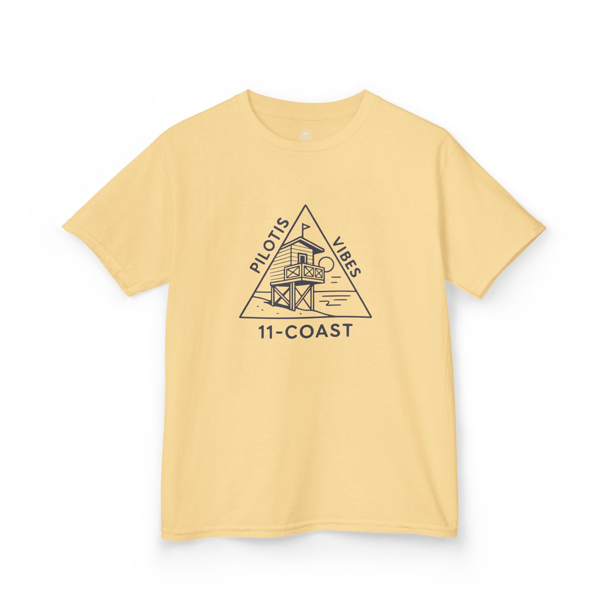 Kids Navy Beach Huts Tee Pilotis Vibes #en:color_yellow-haze,fr:couleur_brume-jaune
