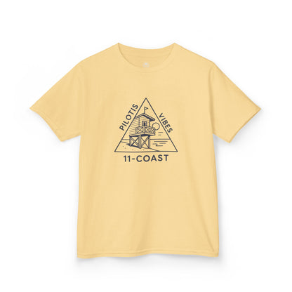 Kids Navy Beach Huts Tee Pilotis Vibes 