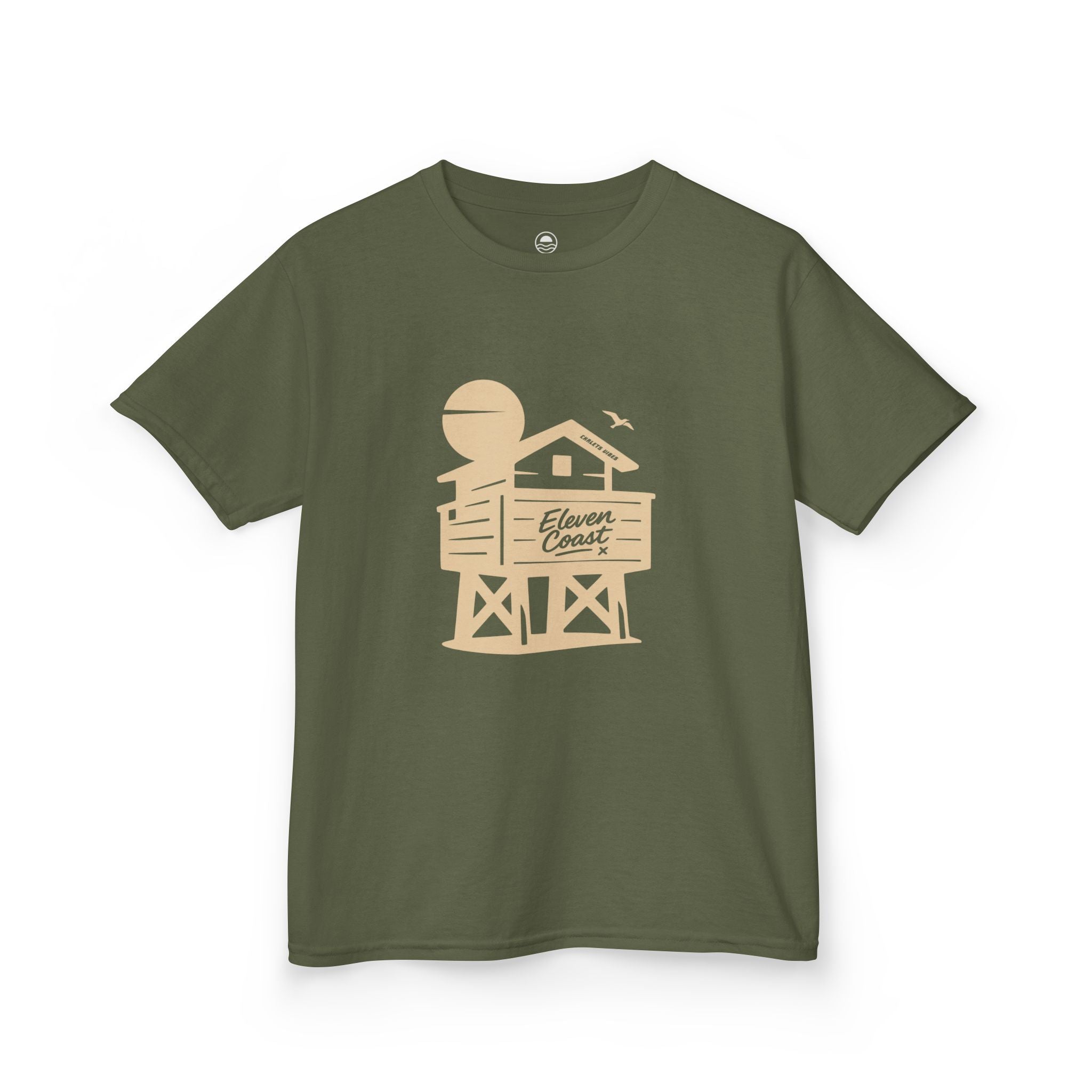 Kids Beach Chalet Tee Sand Beige #en:color_military-green,fr:couleur_vert-militaire
