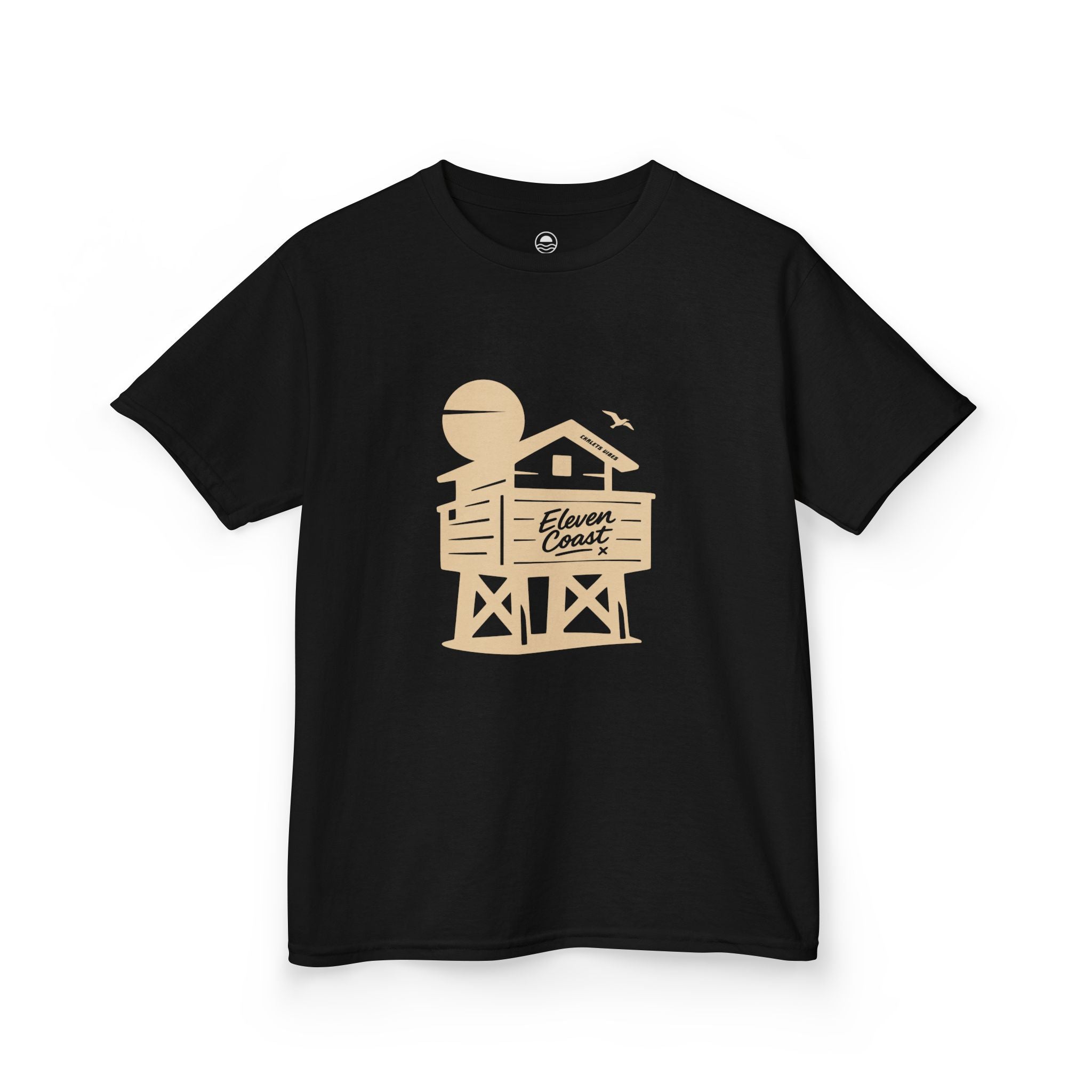 Kids Beach Chalet Tee Sand Beige #en:color_black,fr:couleur_noir