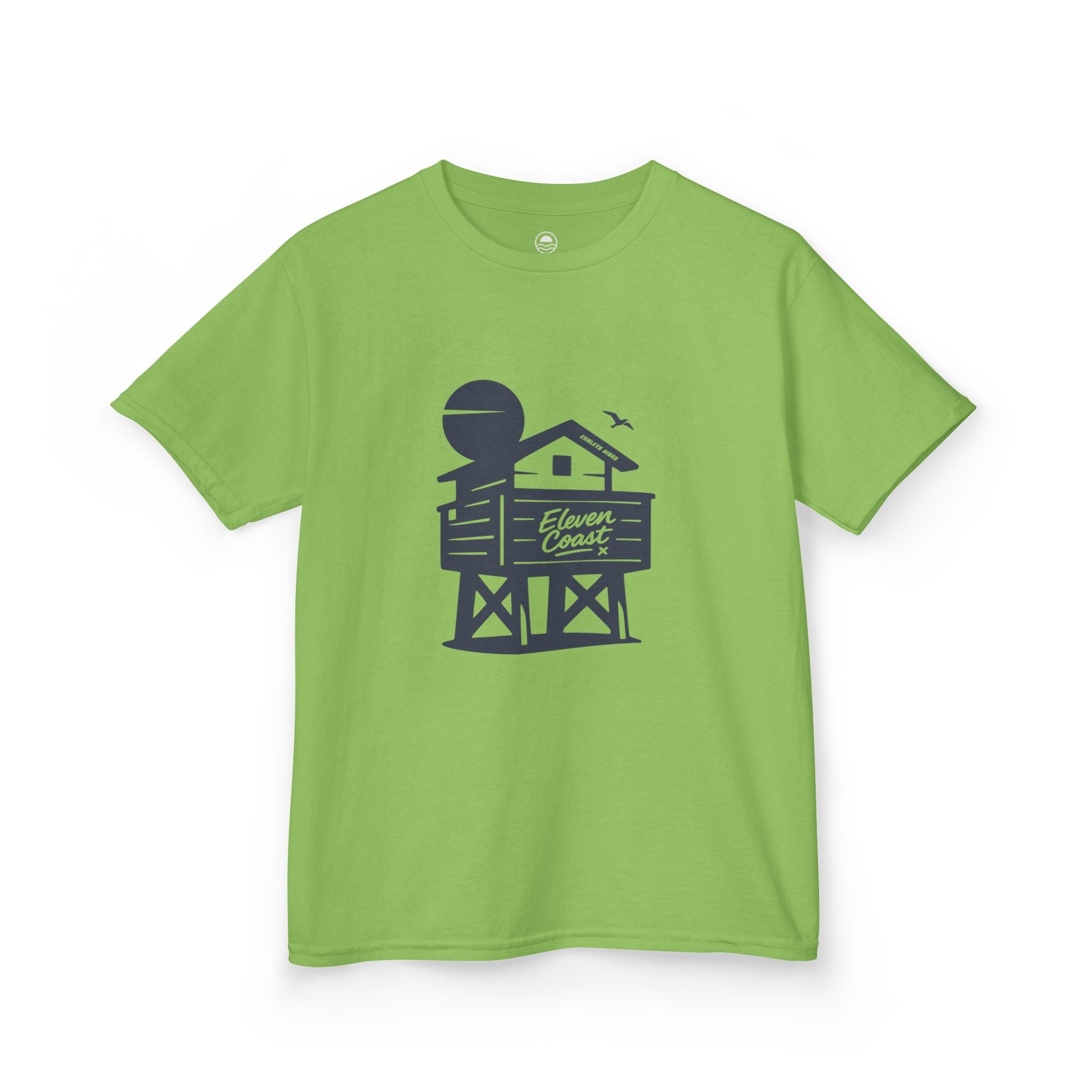 Kids Beach Chalet Tee Navy Kids #en:color_lime,fr:couleur_citron-vert