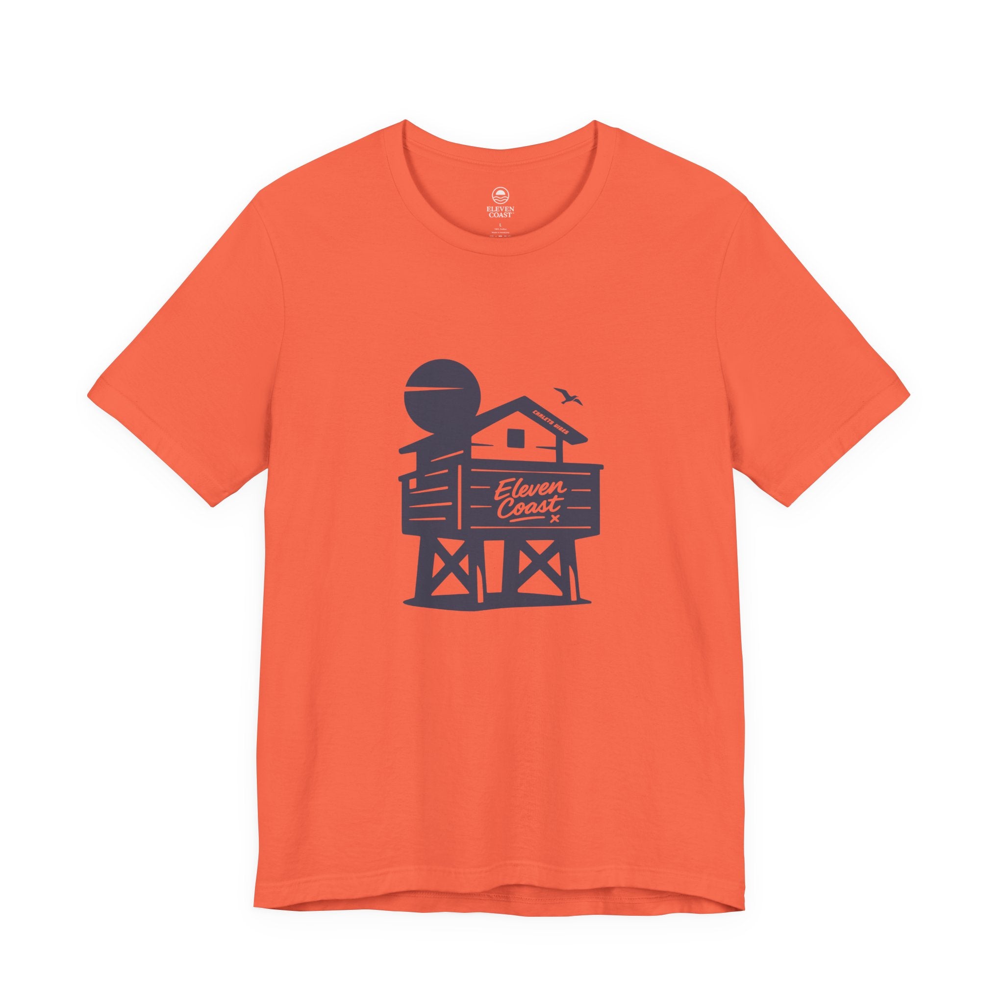 Men's Navy Beach Chalet T-Shirt #en:color_coral,fr:couleur_corail