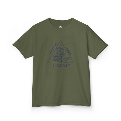 Kids Navy Beach Huts Tee Pilotis Vibes 