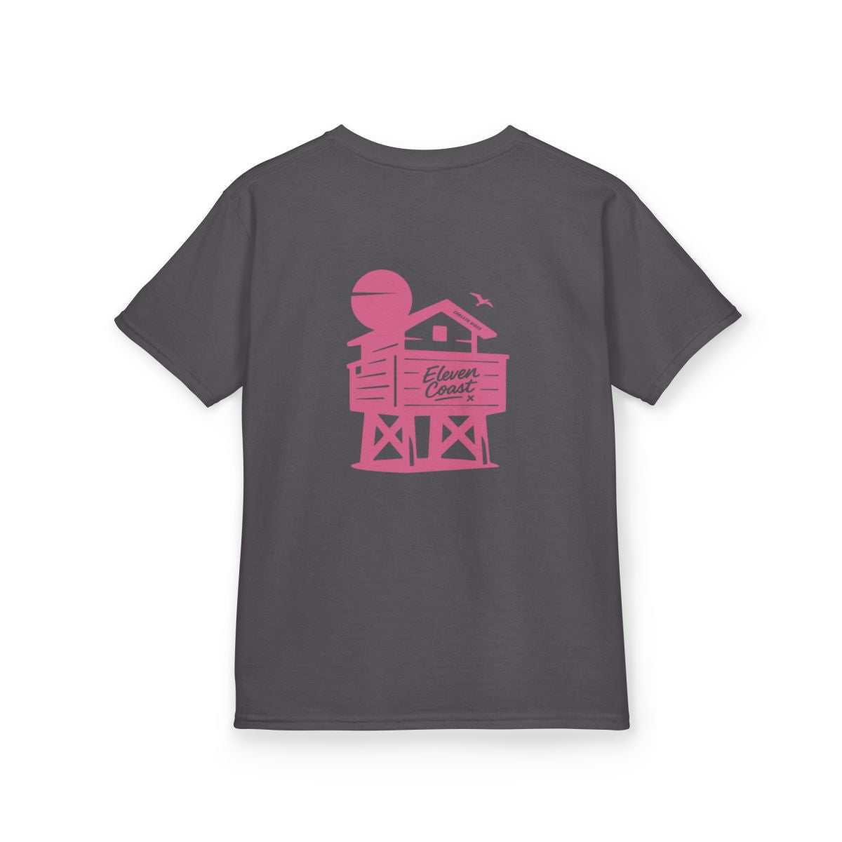 Kids Beach Chalet Tee Pink Pop #en:color_charcoal,fr:couleur_charbon