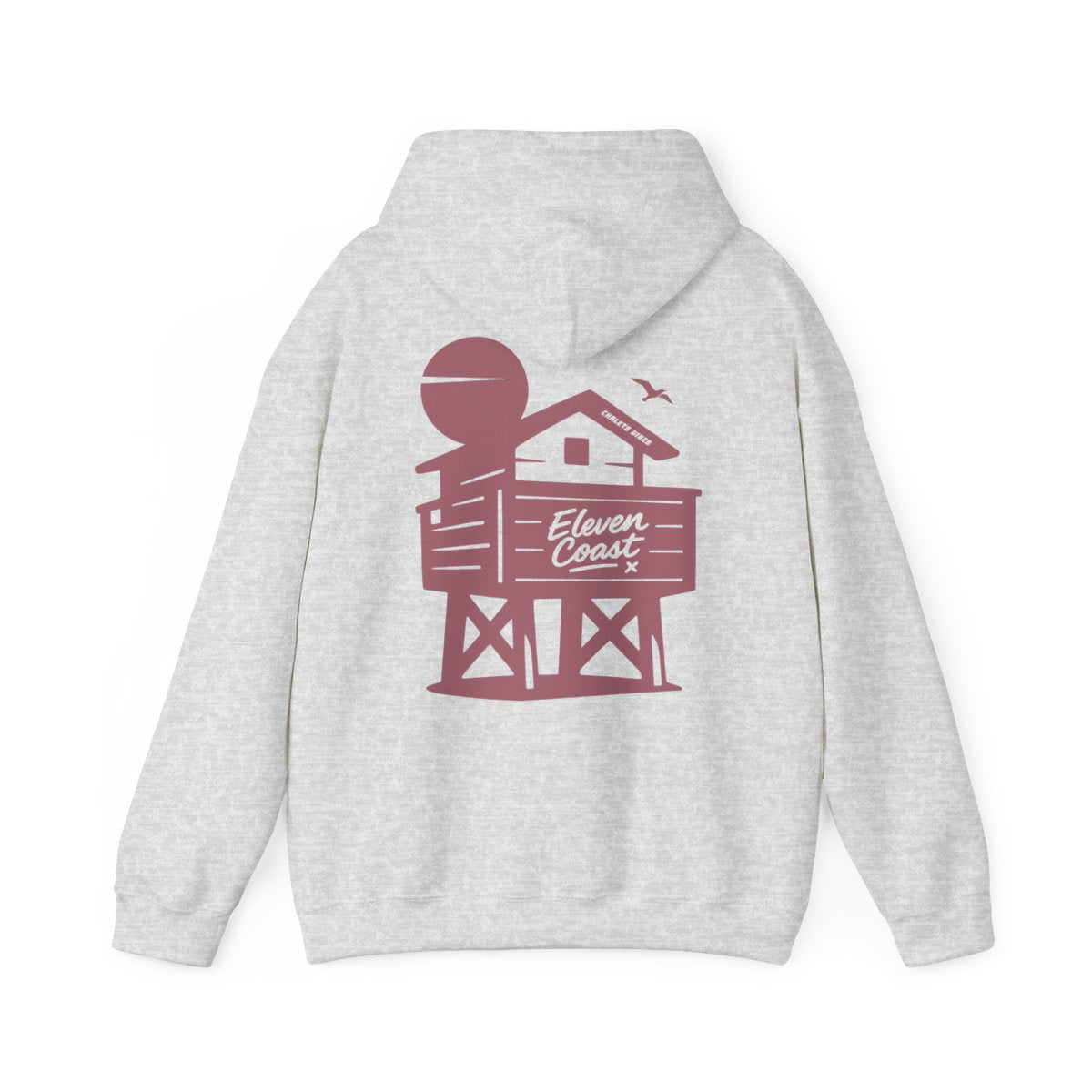 Men's Hoodie Raised Beach Chalet Design 