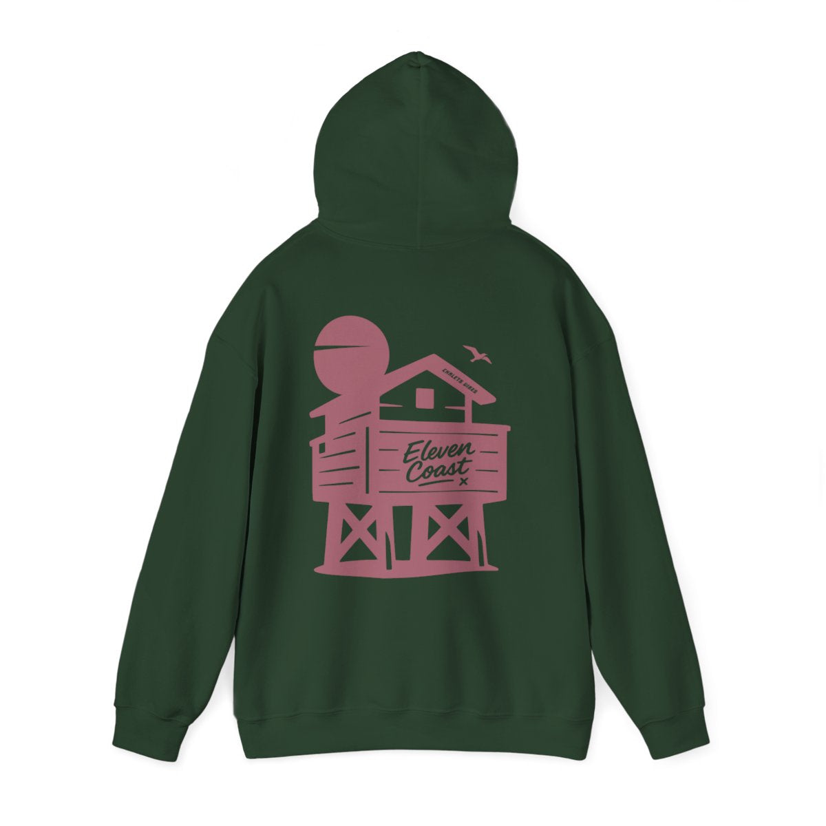 Men's Hoodie Raised Beach Chalet Design 