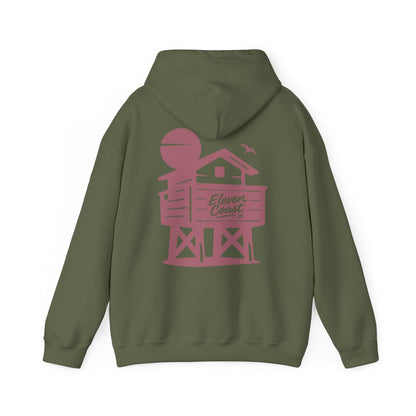Men's Hoodie Raised Beach Chalet Design 