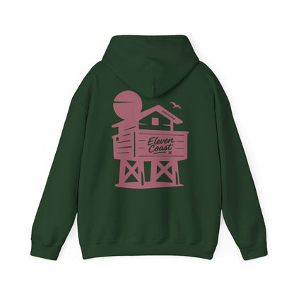 Men's Hoodie Raised Beach Chalet Design 