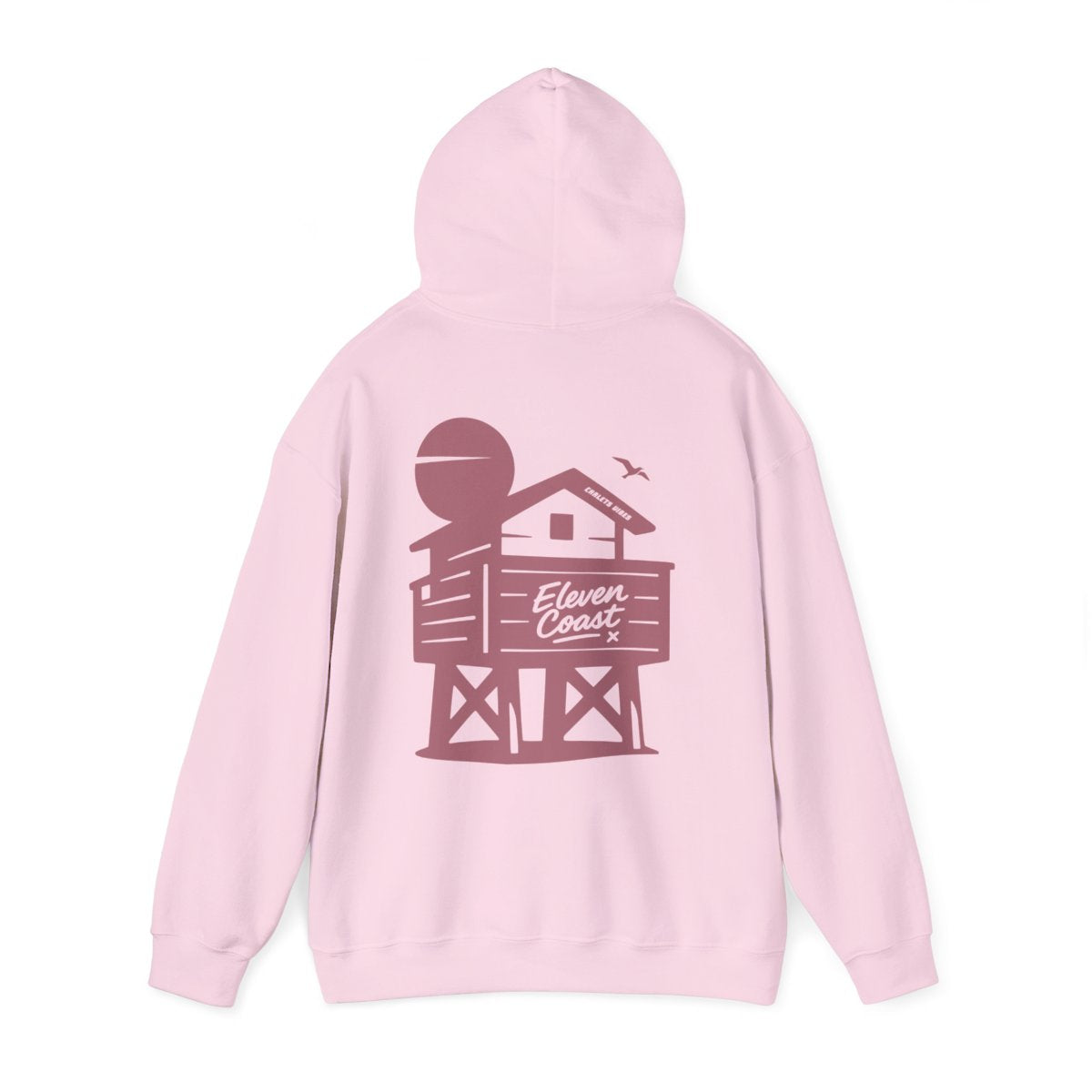 Men's Hoodie Raised Beach Chalet Design 