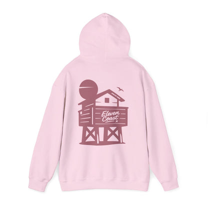Men's Hoodie Raised Beach Chalet Design 