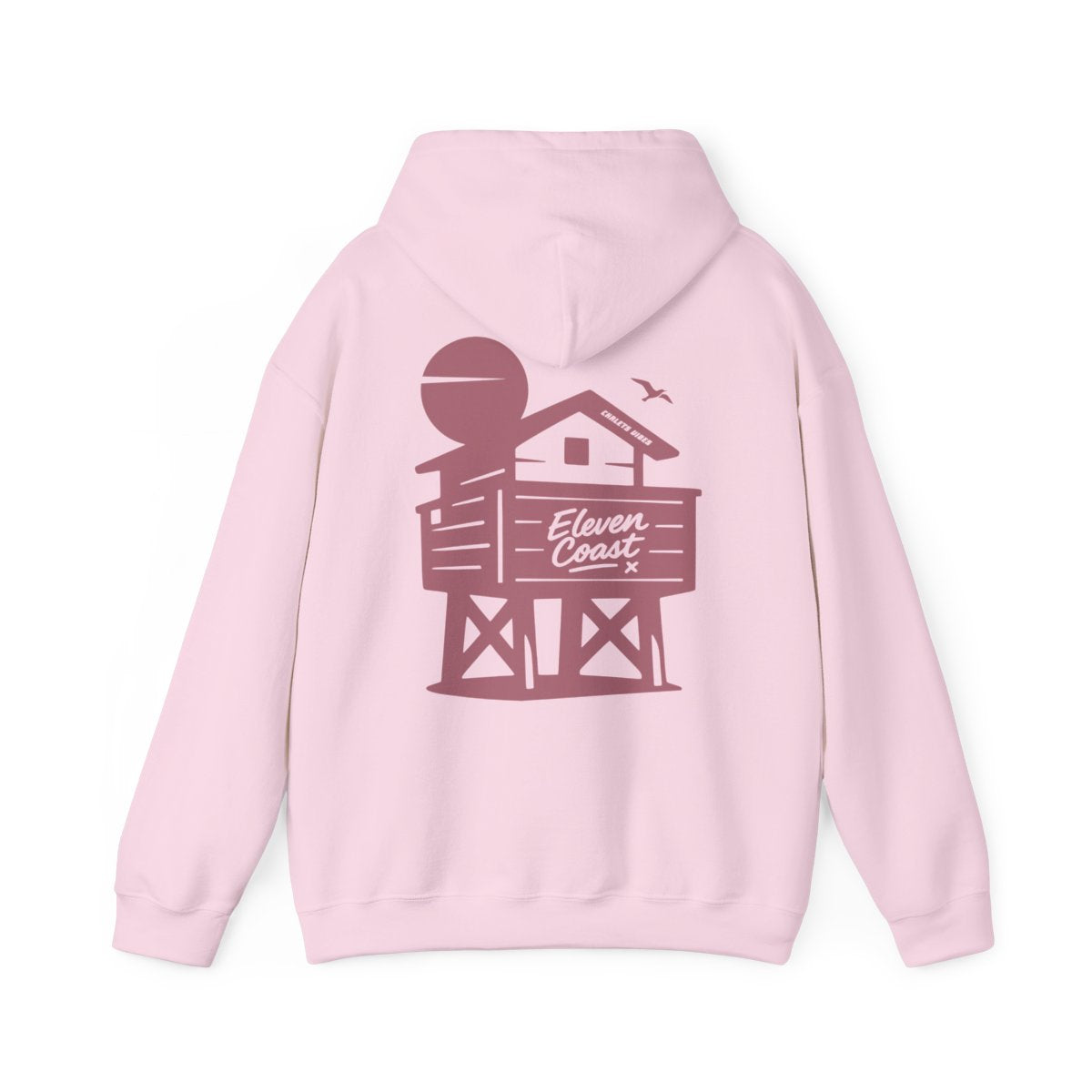 Men's Hoodie Raised Beach Chalet Design 