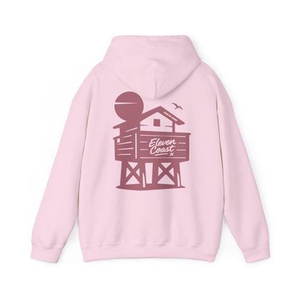 Men's Hoodie Raised Beach Chalet Design 