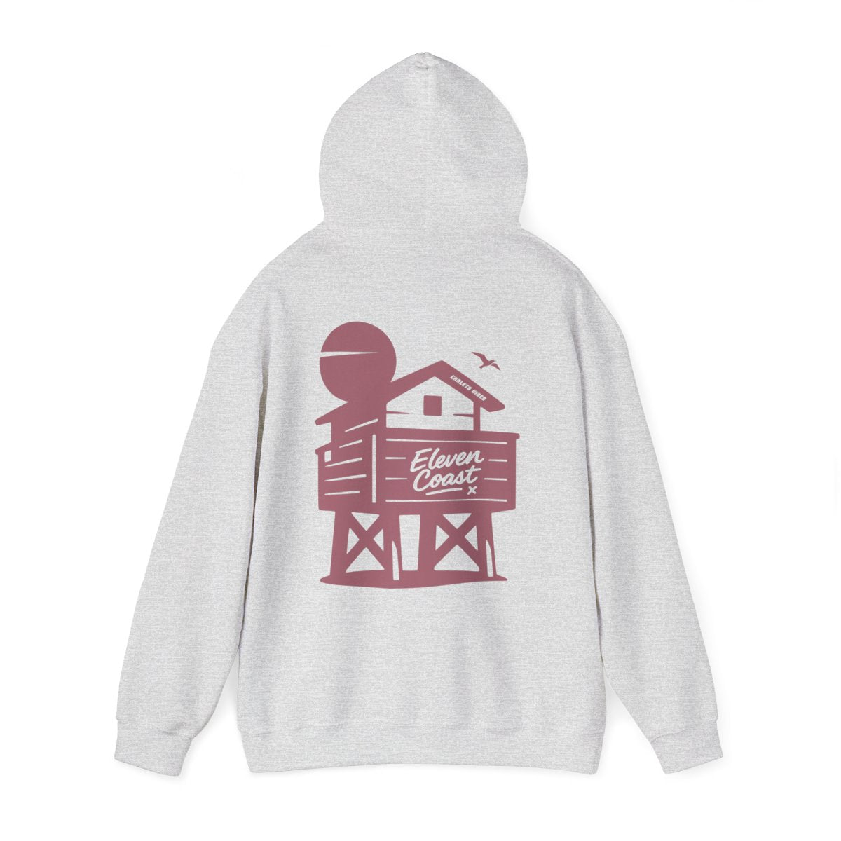 Men's Hoodie Raised Beach Chalet Design 