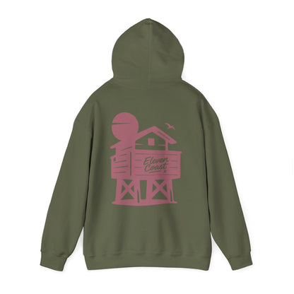 Men's Hoodie Raised Beach Chalet Design 