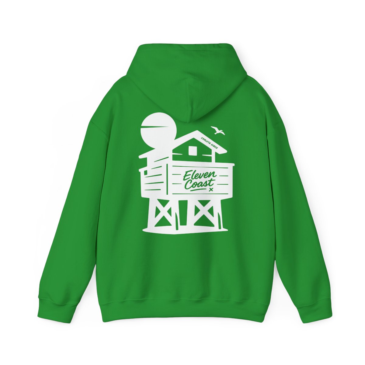 Mens Beach Chalet Hoodie White Silhouette #en:color_irish-green,fr:couleur_vert-irlandais