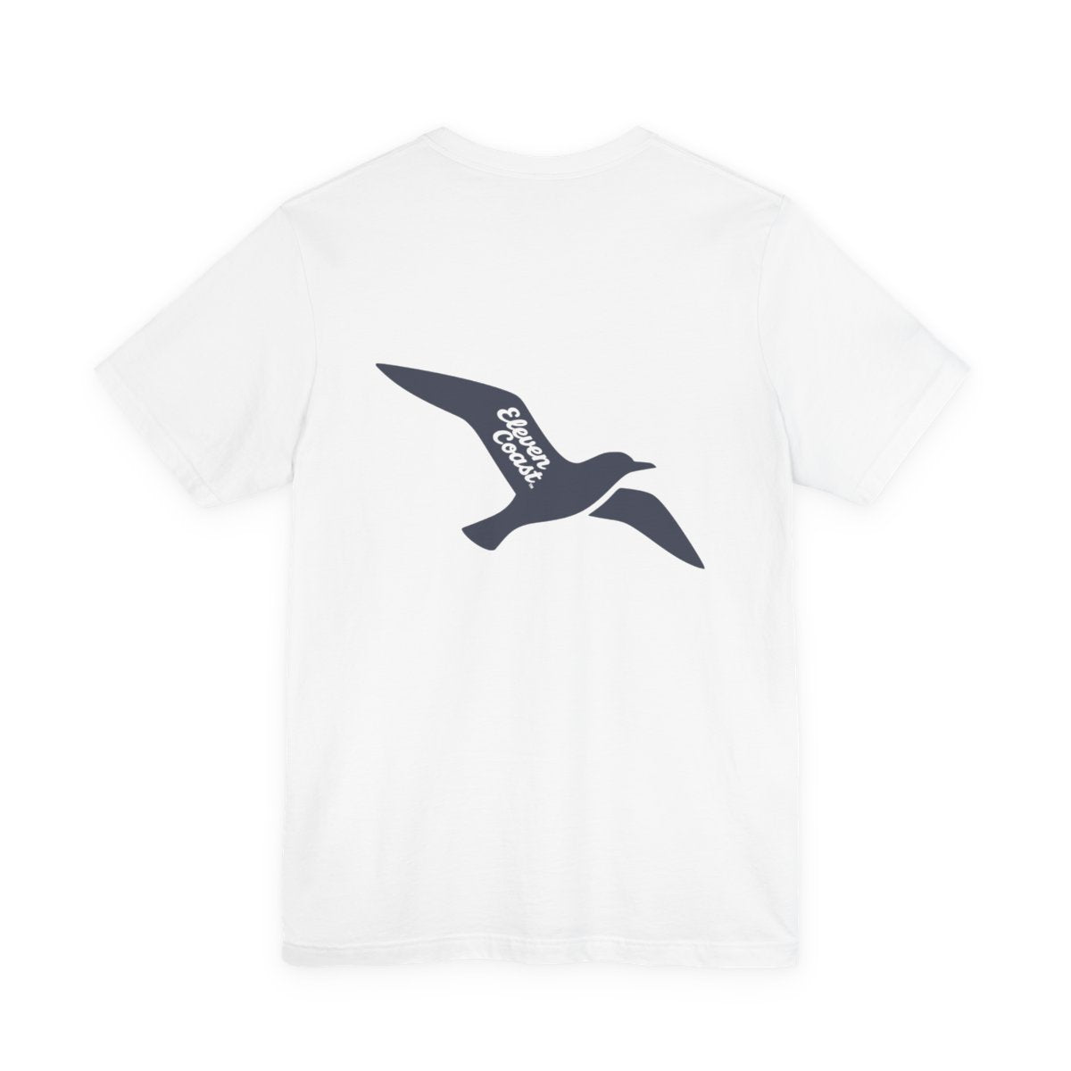 Men's Seagull Silhouette Navy T-Shirt #en:color_white,fr:couleur_blanc