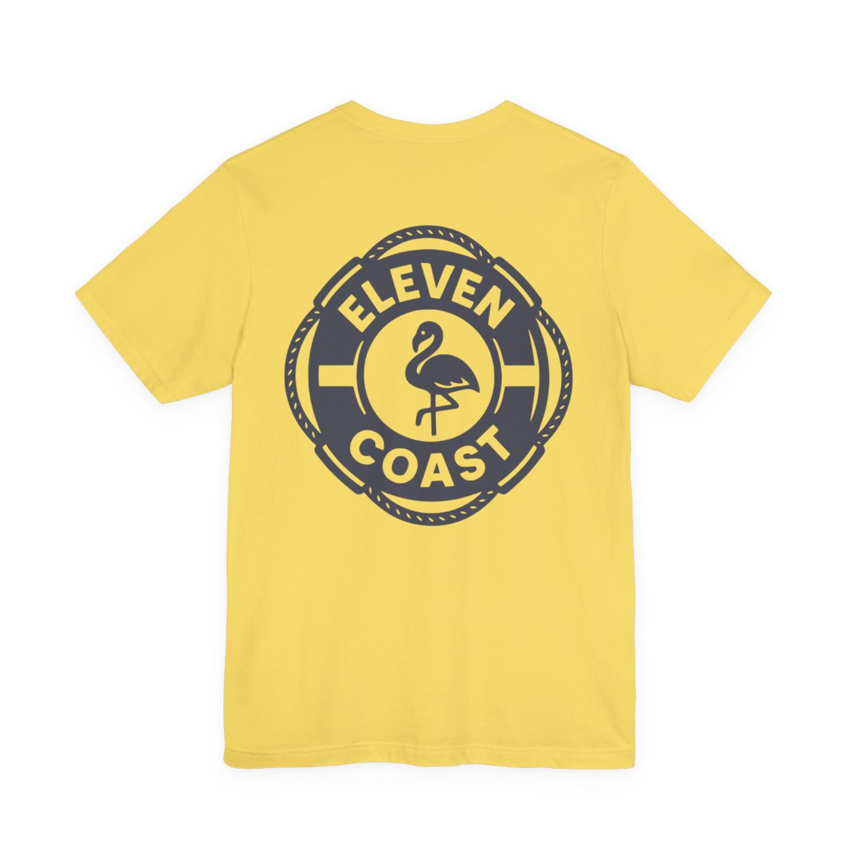 Navy Flamingo Life Preserver T-Shirt Men #en:color_maize-yellow,fr:couleur_jaune-mais